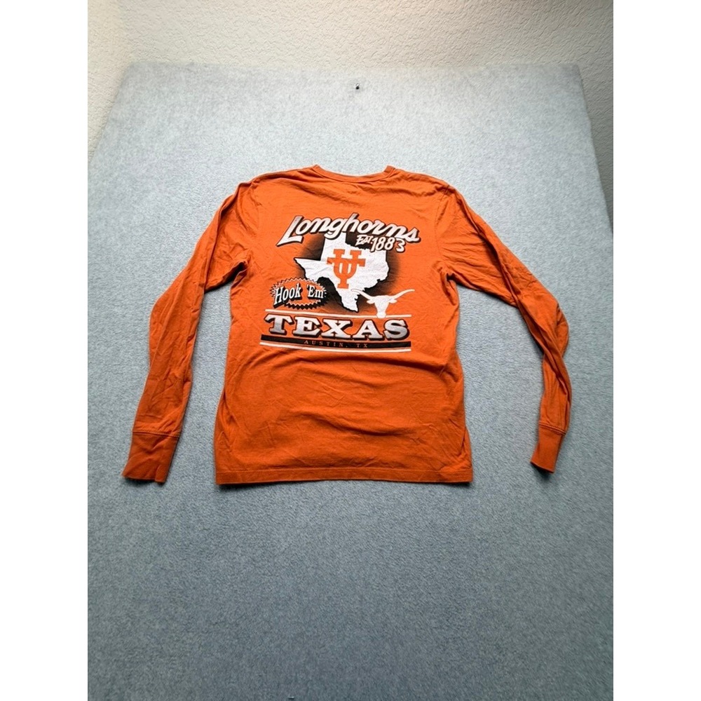 Texas Longhorns Long Sleeve Graphic T-Shirt Burnt Orange Mens Small Hook Em UT